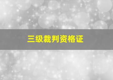 三级裁判资格证