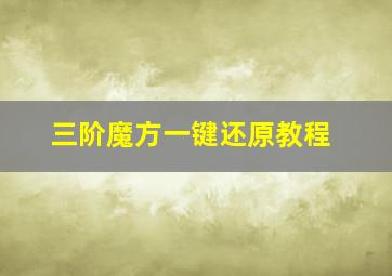 三阶魔方一键还原教程