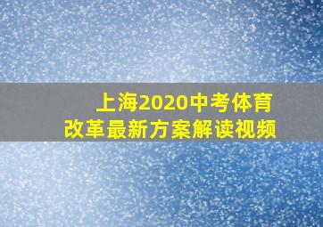 上海2020中考体育改革最新方案解读视频