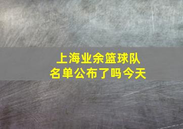 上海业余篮球队名单公布了吗今天