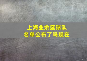 上海业余篮球队名单公布了吗现在