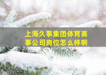 上海久事集团体育赛事公司岗位怎么样啊