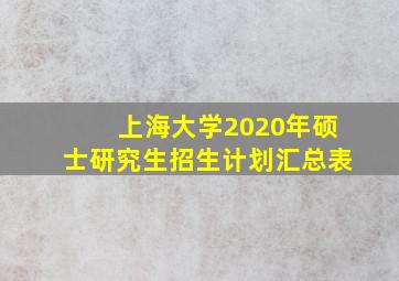 上海大学2020年硕士研究生招生计划汇总表