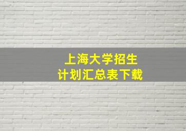 上海大学招生计划汇总表下载