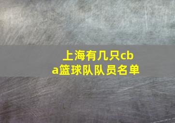 上海有几只cba篮球队队员名单