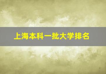 上海本科一批大学排名