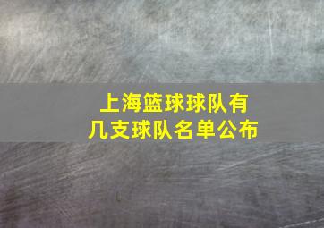 上海篮球球队有几支球队名单公布