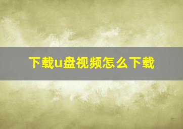 下载u盘视频怎么下载