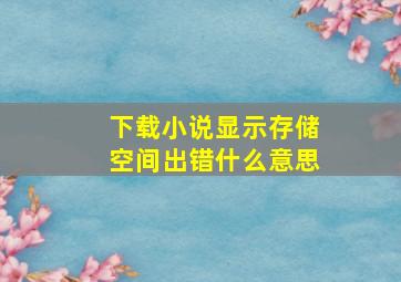 下载小说显示存储空间出错什么意思