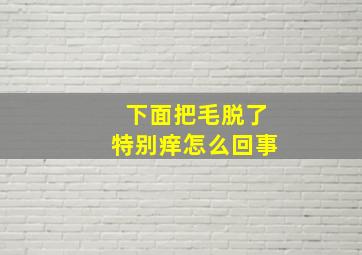 下面把毛脱了特别痒怎么回事