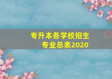 专升本各学校招生专业总表2020