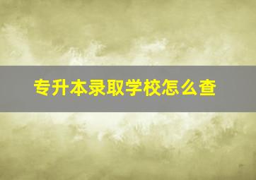 专升本录取学校怎么查