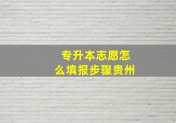 专升本志愿怎么填报步骤贵州