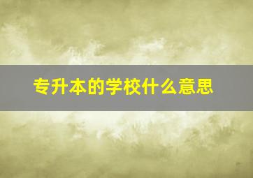 专升本的学校什么意思