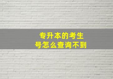 专升本的考生号怎么查询不到