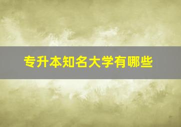 专升本知名大学有哪些