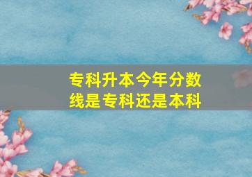 专科升本今年分数线是专科还是本科