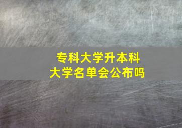 专科大学升本科大学名单会公布吗