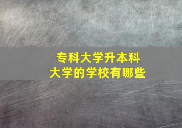 专科大学升本科大学的学校有哪些