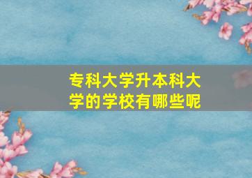 专科大学升本科大学的学校有哪些呢