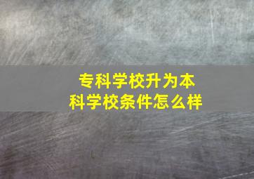 专科学校升为本科学校条件怎么样