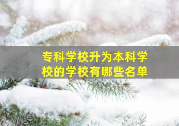 专科学校升为本科学校的学校有哪些名单