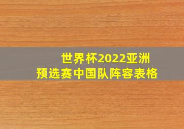 世界杯2022亚洲预选赛中国队阵容表格