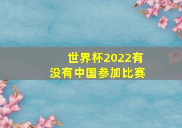 世界杯2022有没有中国参加比赛