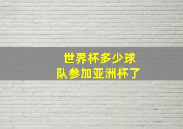 世界杯多少球队参加亚洲杯了