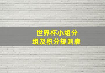 世界杯小组分组及积分规则表