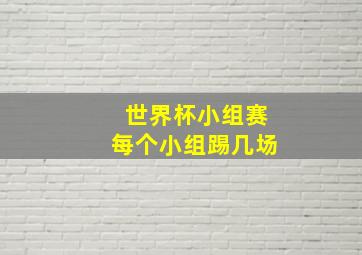 世界杯小组赛每个小组踢几场