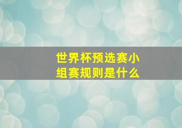 世界杯预选赛小组赛规则是什么