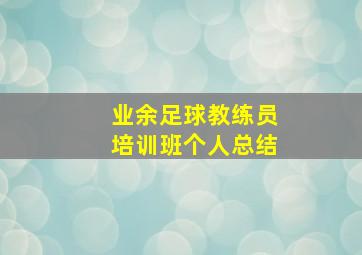 业余足球教练员培训班个人总结