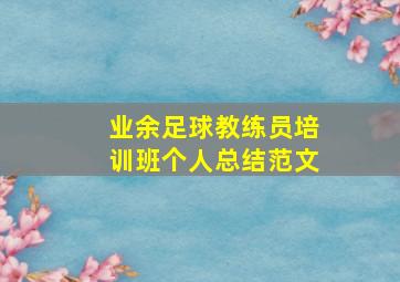 业余足球教练员培训班个人总结范文