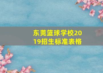 东莞篮球学校2019招生标准表格