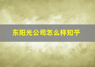 东阳光公司怎么样知乎