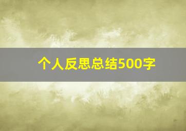 个人反思总结500字