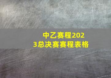 中乙赛程2023总决赛赛程表格