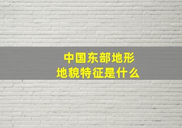 中国东部地形地貌特征是什么