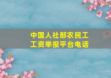 中国人社部农民工工资举报平台电话