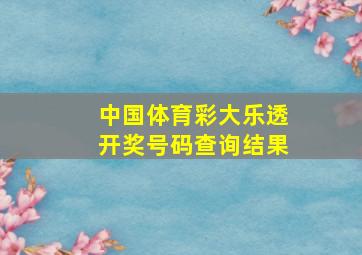 中国体育彩大乐透开奖号码查询结果