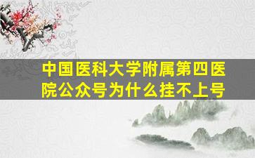 中国医科大学附属第四医院公众号为什么挂不上号