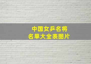 中国女乒名将名单大全表图片