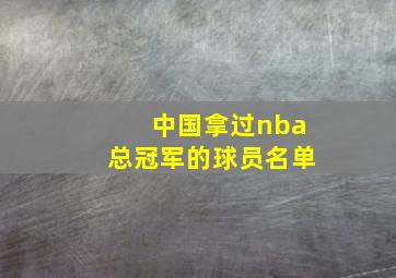 中国拿过nba总冠军的球员名单