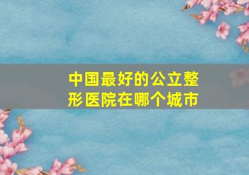 中国最好的公立整形医院在哪个城市