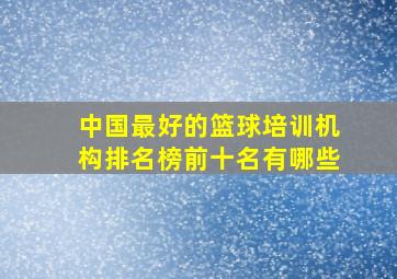 中国最好的篮球培训机构排名榜前十名有哪些