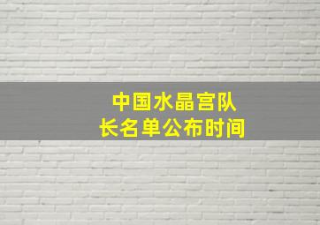 中国水晶宫队长名单公布时间