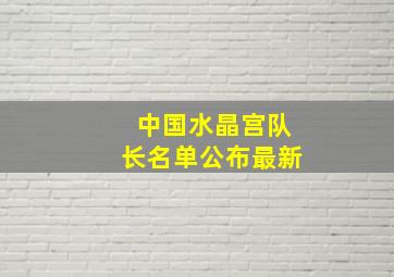 中国水晶宫队长名单公布最新