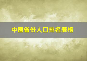 中国省份人囗排名表格