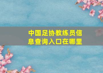 中国足协教练员信息查询入口在哪里